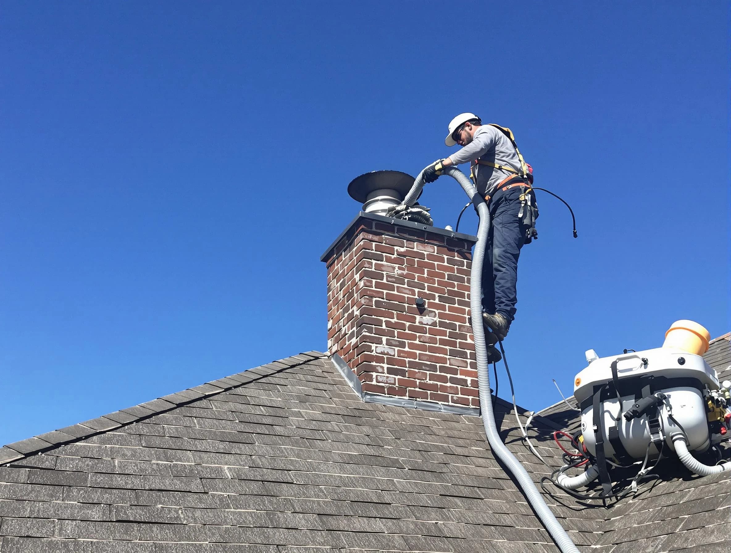 Dedicated Teaneck Chimney Sweep team member cleaning a chimney in Teaneck, NJ