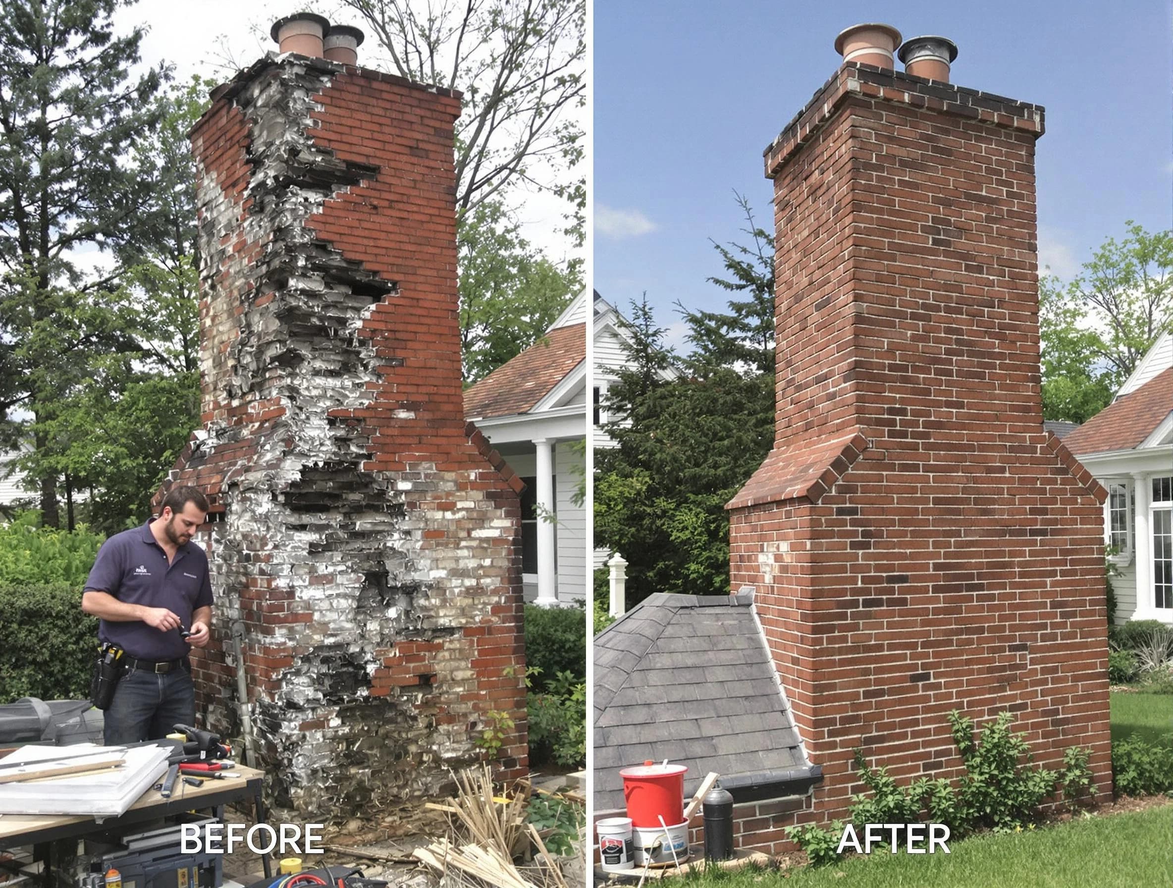 Teaneck Chimney Sweep performing a full chimney restoration in Teaneck, NJ