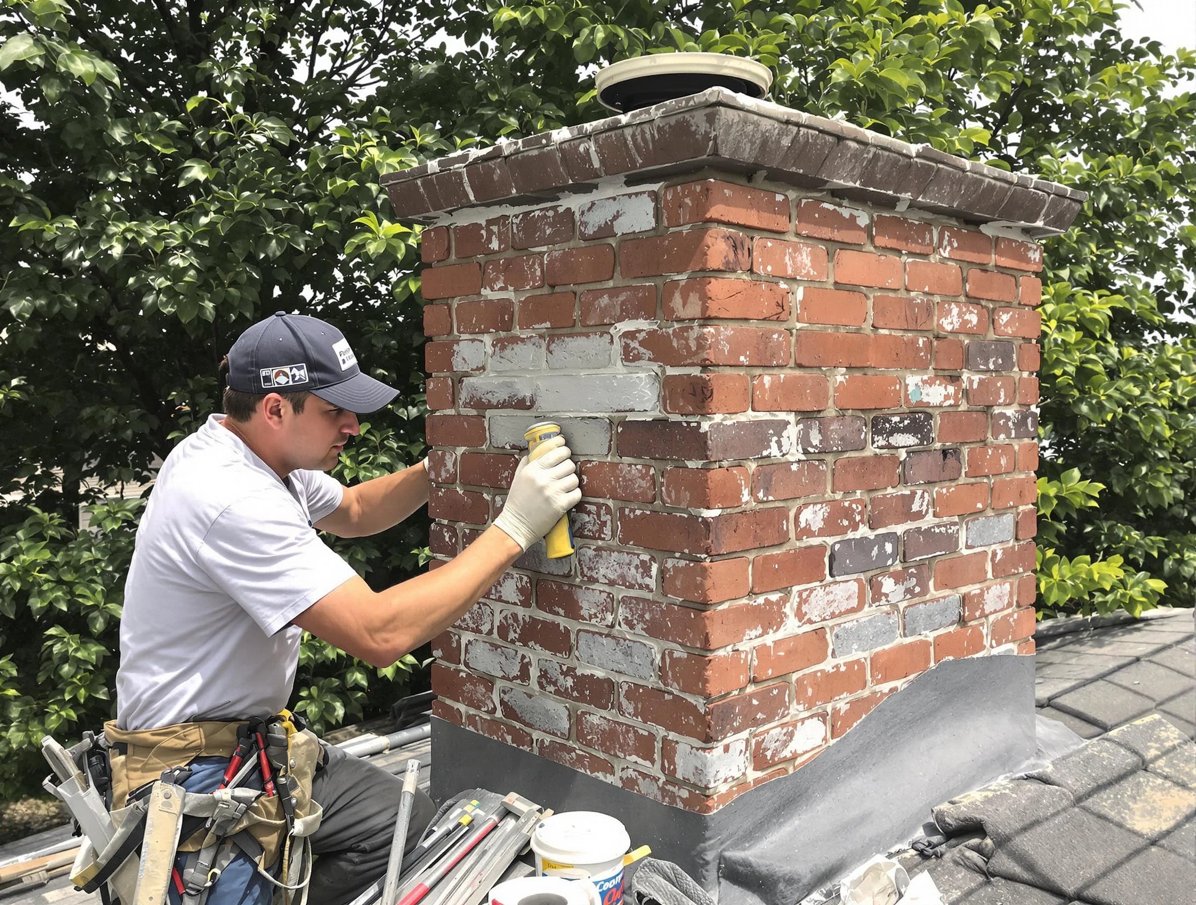 Teaneck Chimney Sweep restoring an aging chimney in Teaneck, NJ