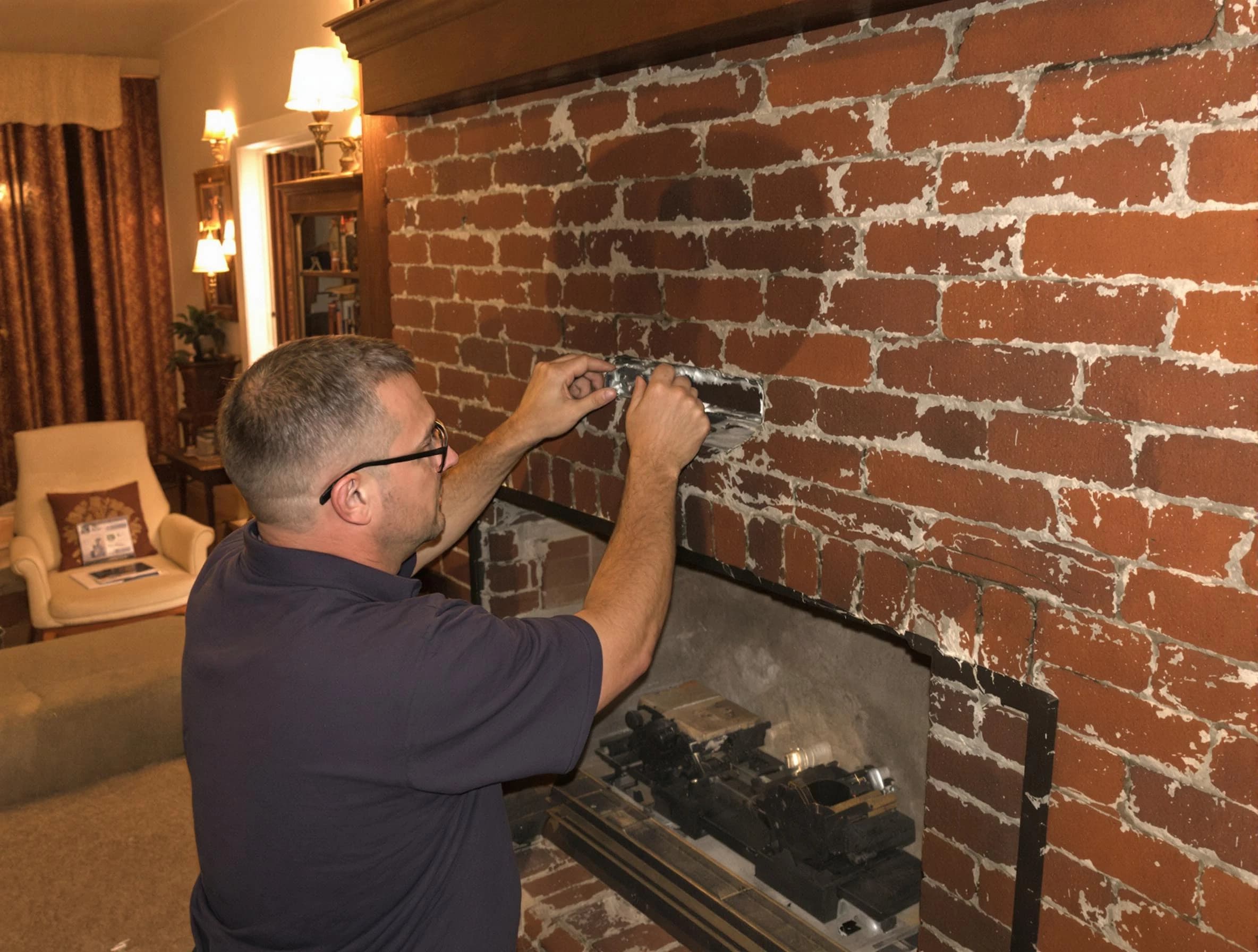Teaneck Chimney Sweep expert fixing a fireplace in Teaneck, NJ