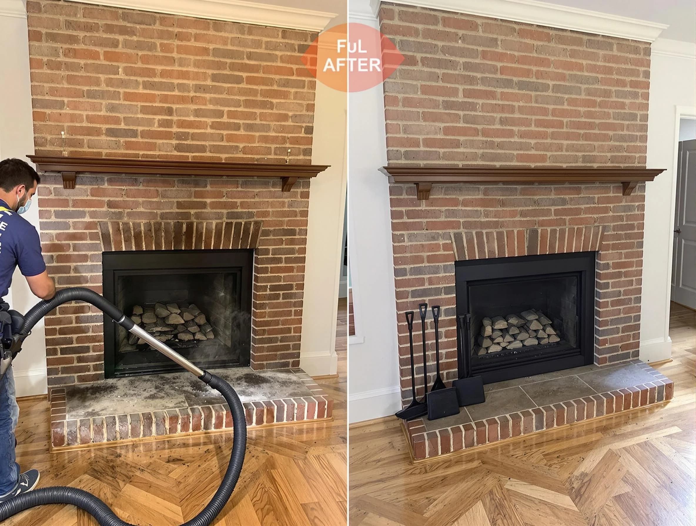 Teaneck Chimney Sweep carefully sanitizing a fireplace in Teaneck, NJ