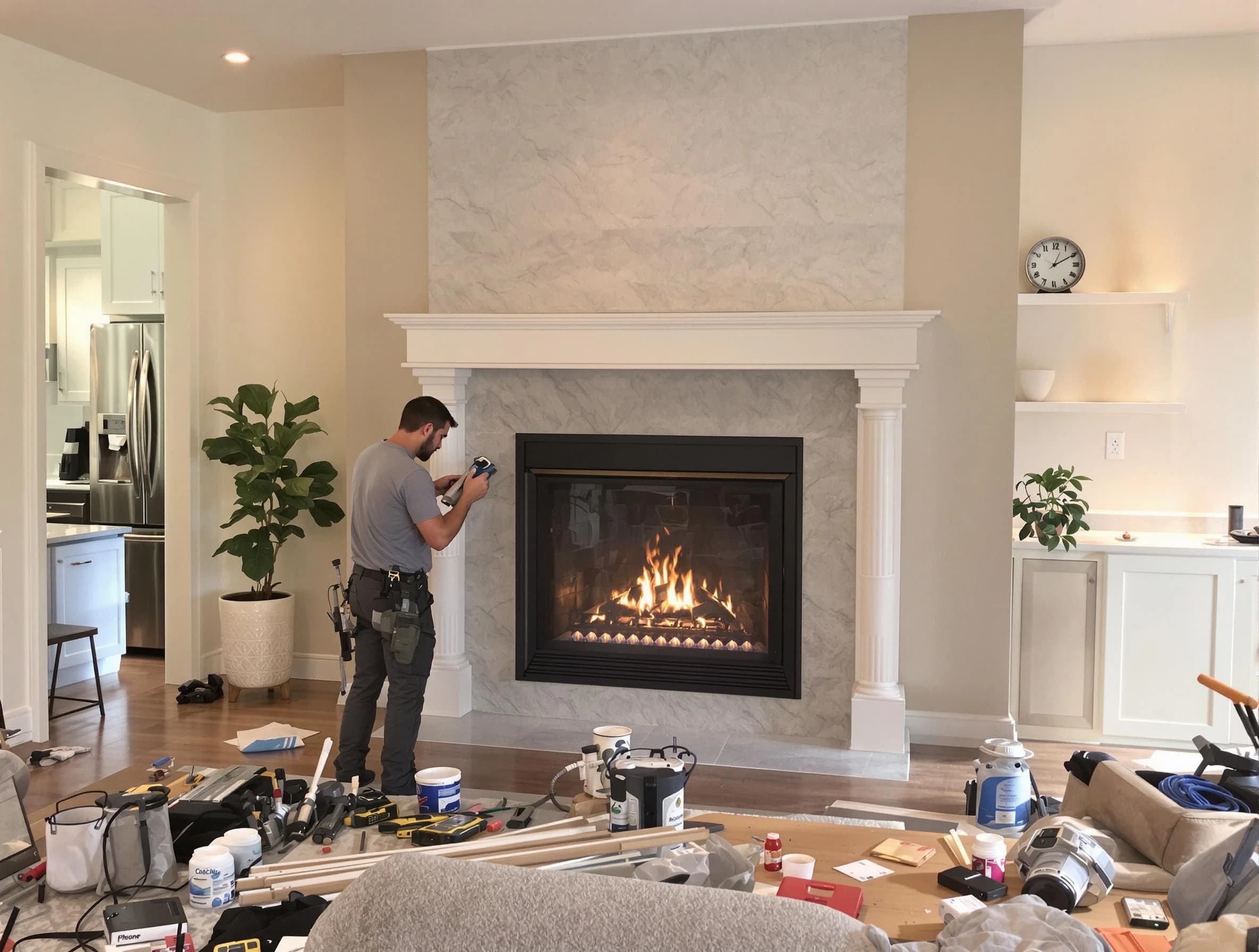 Newly installed fireplace by Teaneck Chimney Sweep in Teaneck, NJ