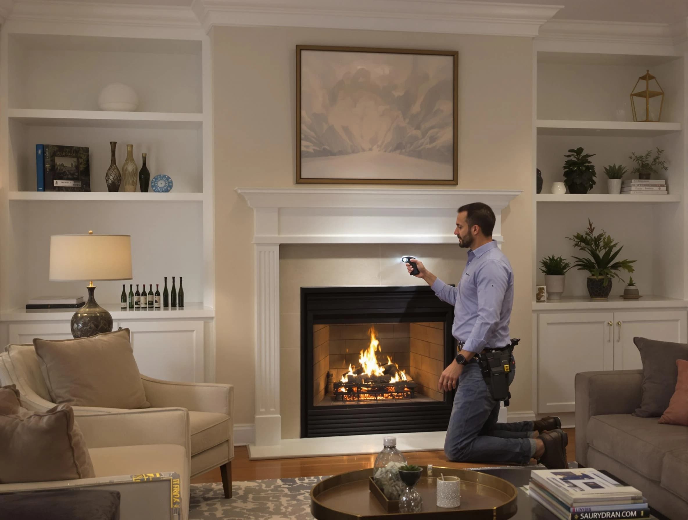 Teaneck Chimney Sweep conducting a fireplace safety inspection in Teaneck, NJ