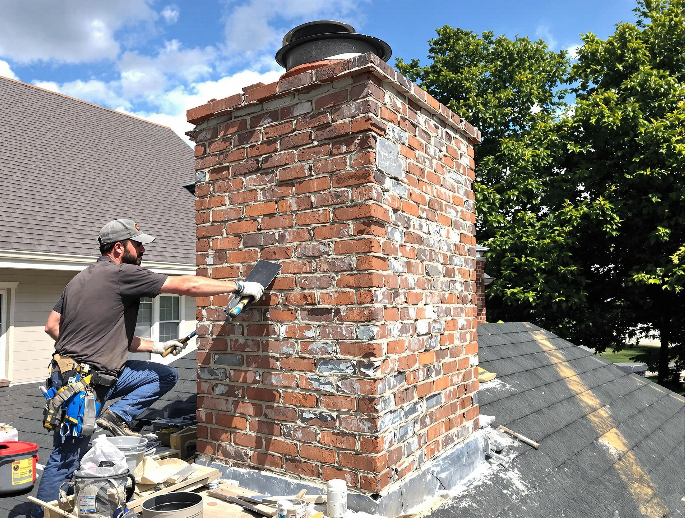 Completed chimney rebuild by Teaneck Chimney Sweep in Teaneck, NJ