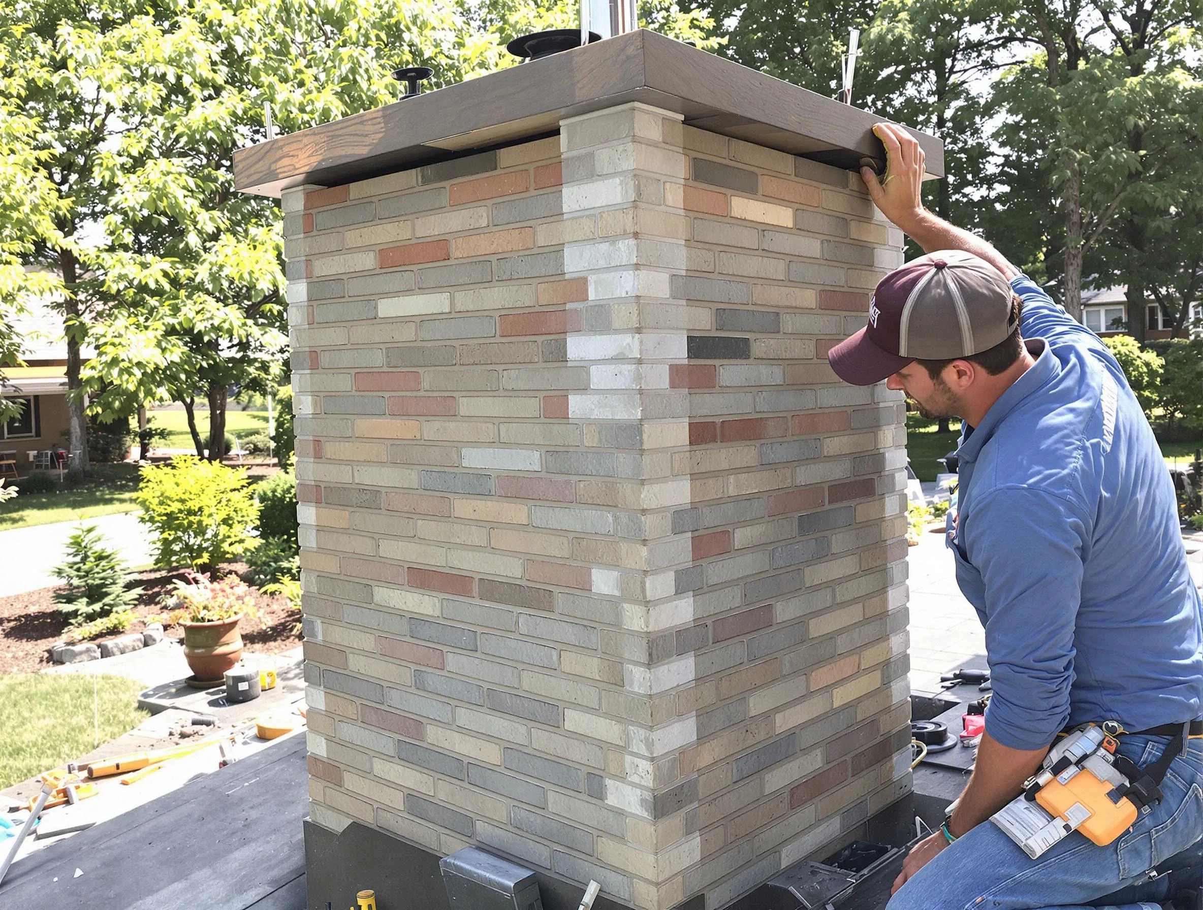 Teaneck Chimney Sweep completing a modern chimney remodel in Teaneck, NJ