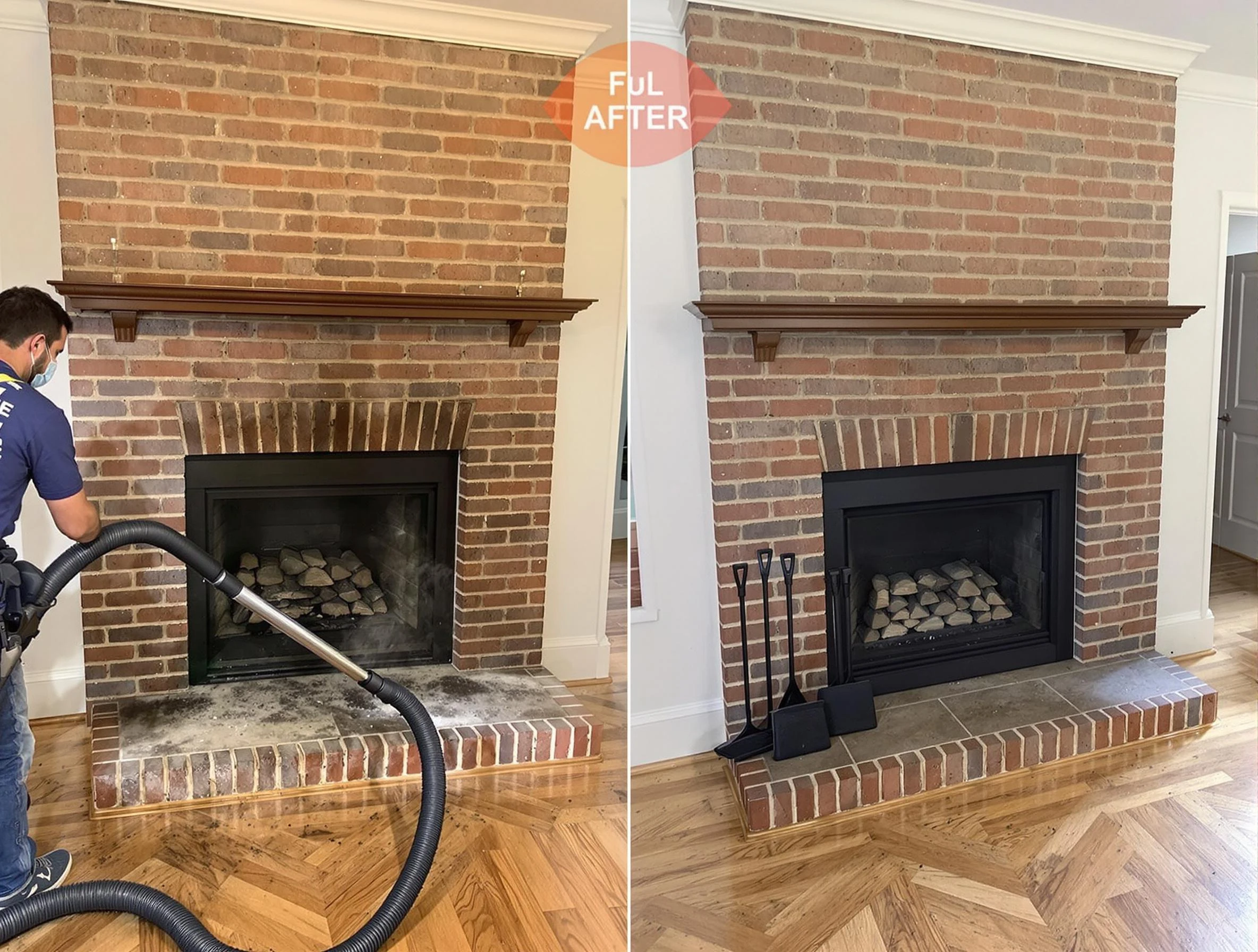 Teaneck Chimney Sweep carefully sanitizing a fireplace in Teaneck, NJ